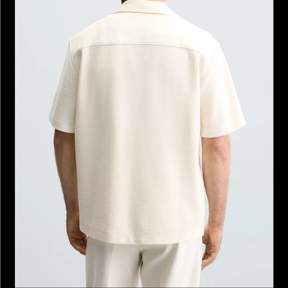 Zara Men's Textured Beige Button Down Shirt - Picture 6 of 6